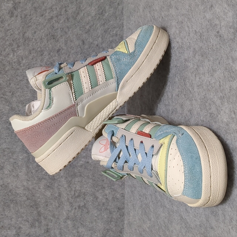 adidas originals Unisex Forum Exhibit Low Sneakers White/Pink/Blue Women's Sz6.5 - Picture 4 of 9